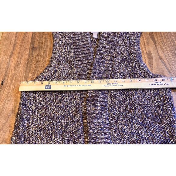Chico’s 1 Open Front Knit Sweater Vest Brown Metallic Marled Acrylic Blend - Picture 4 of 6